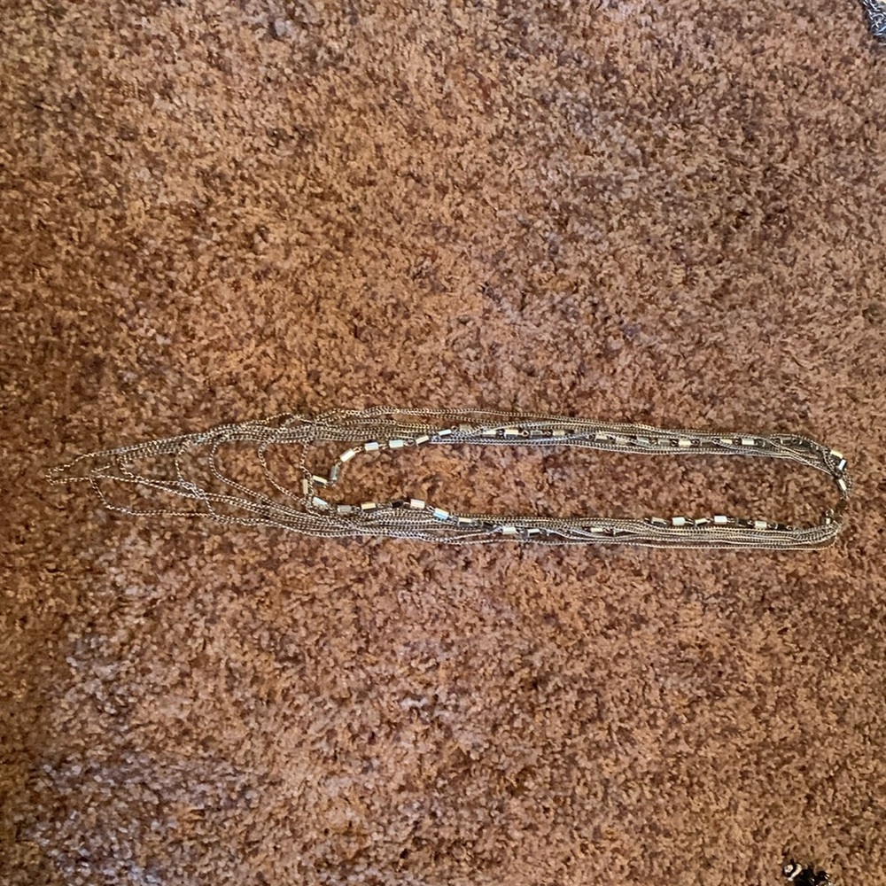 VINTAGE Metallic beads and chains multi-strand necklace